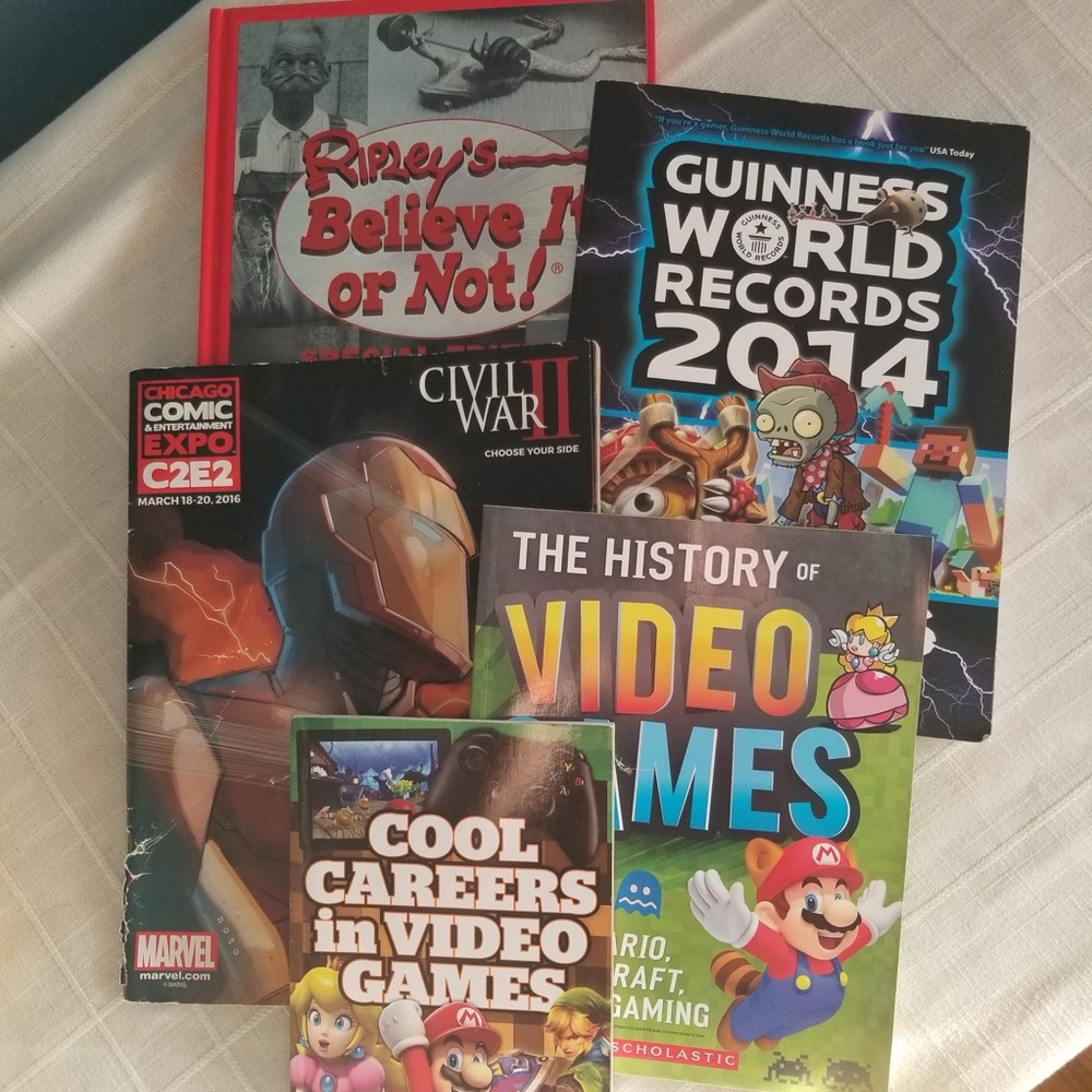 Collection of Popular Books video games Guinness world records c2e2 etc